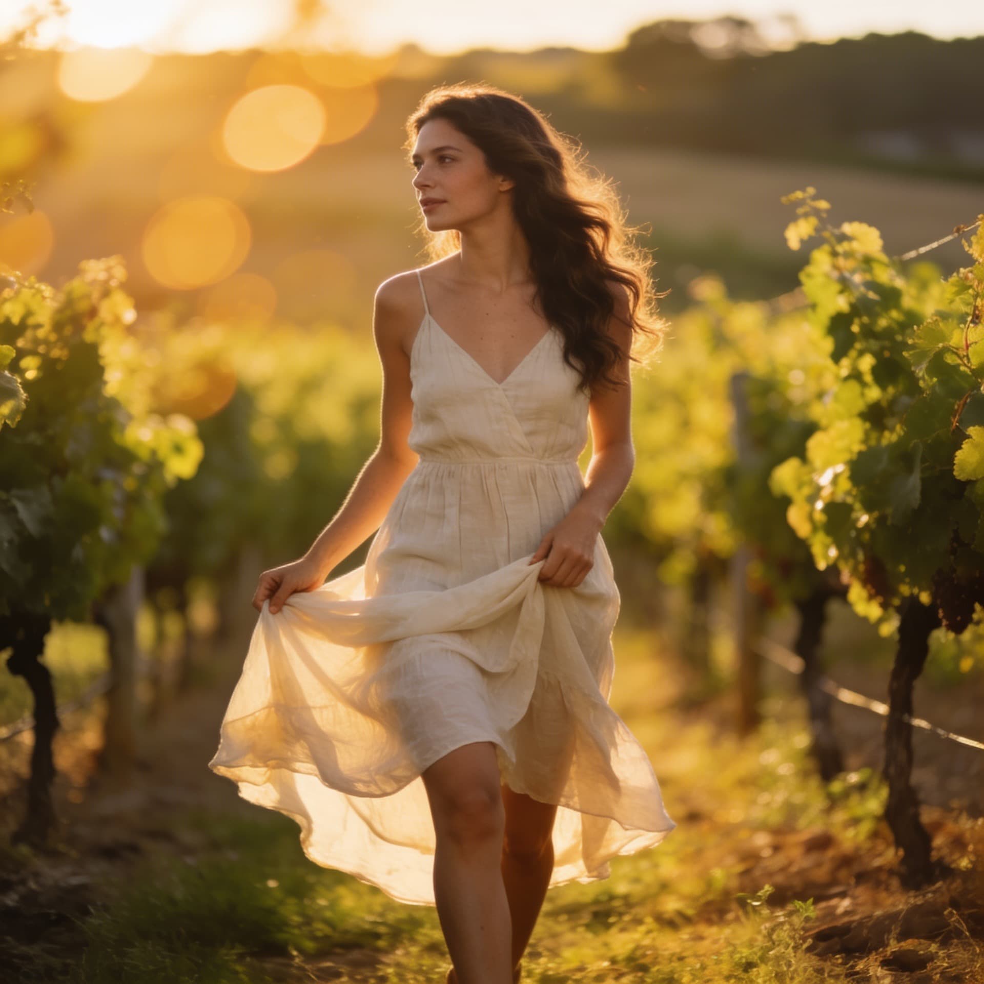 A woman in a slip dress