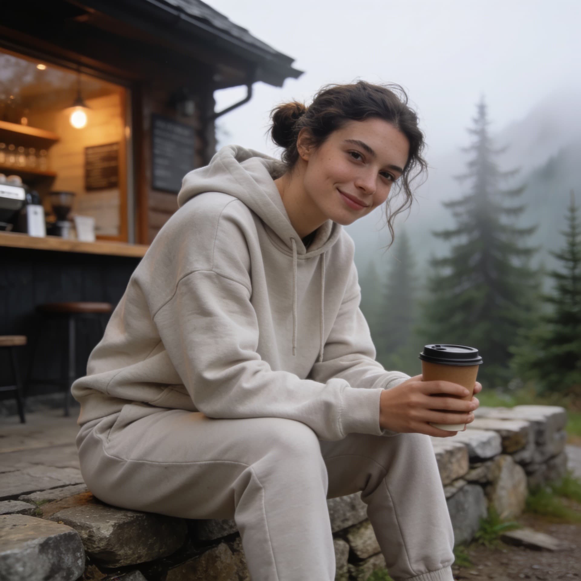 A woman in a hoodie and joggers